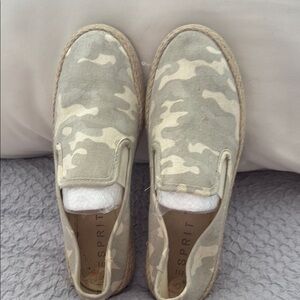 Esprit Green and Tan Flats Comfortable Slip-On Loafers